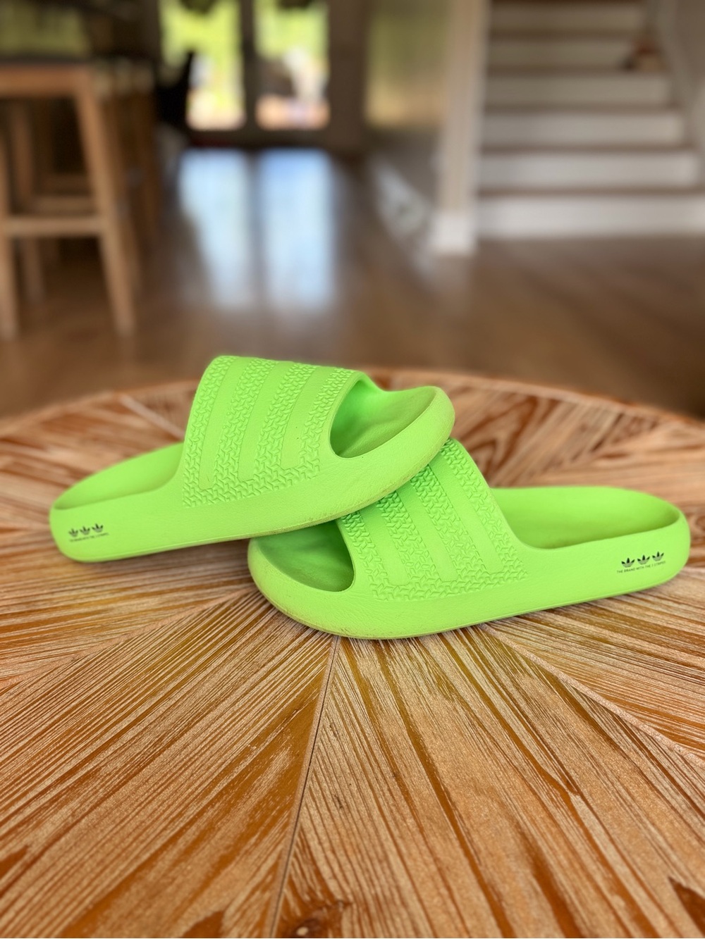 adidas Neon Green Foam Slide Sandals